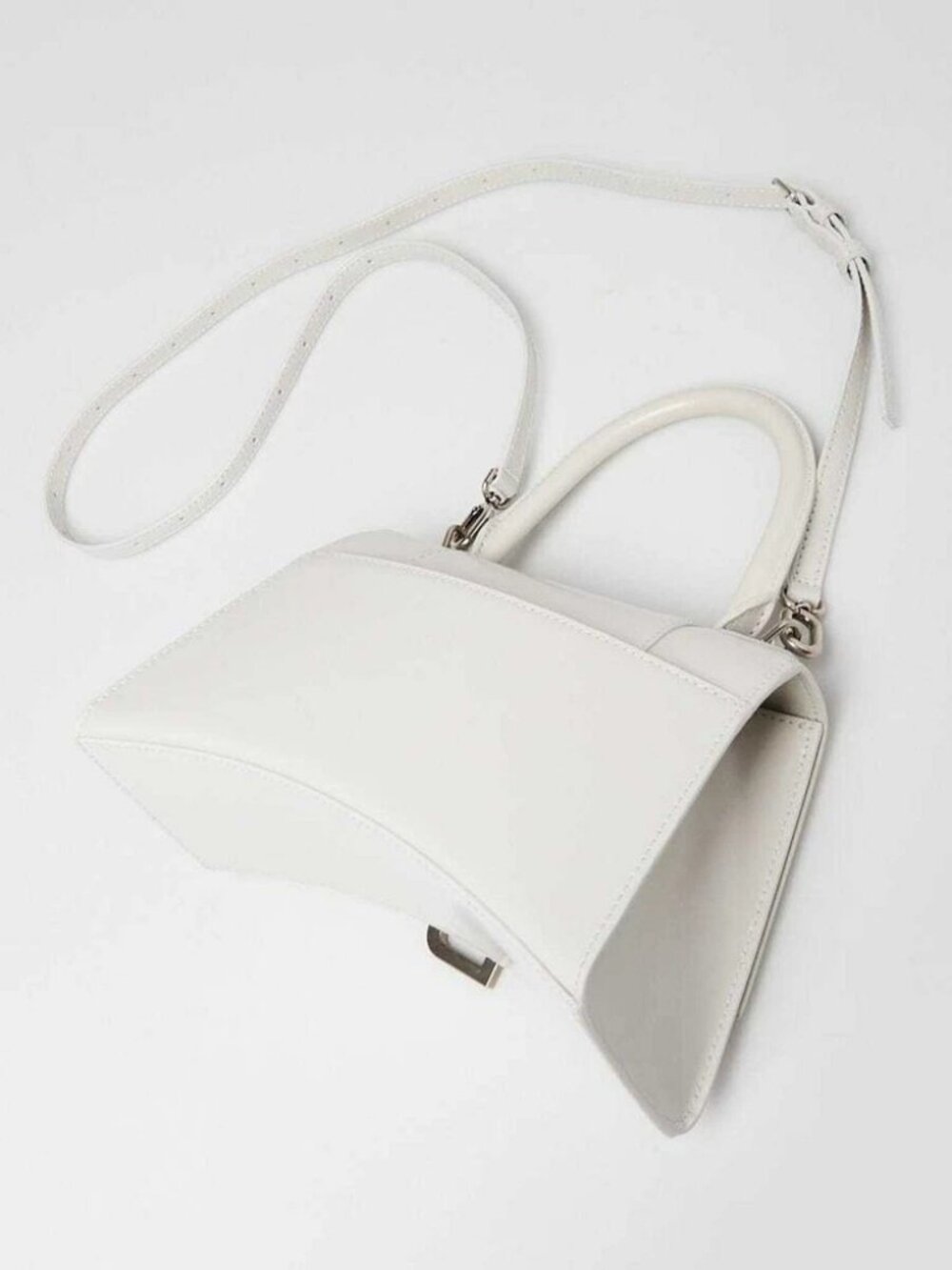 Balenciaga Dark White Leather Hourglass Small Top Handle Bag - Picture 3 of 10